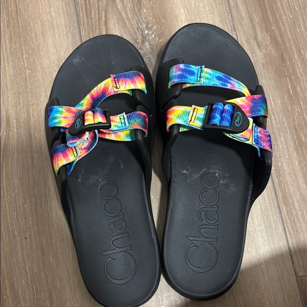 Chaco Sandals with Black Soles and Multicolor Straps